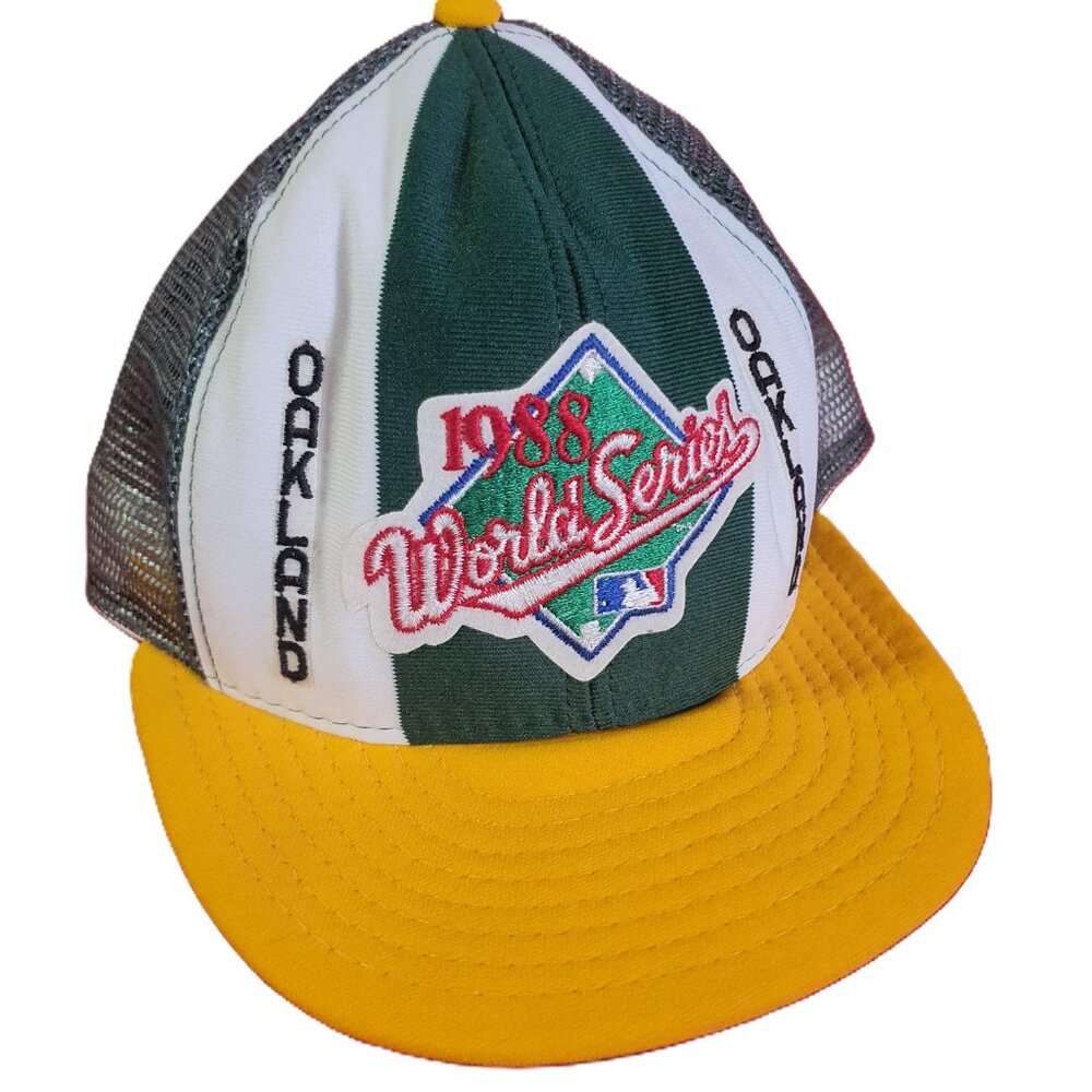 VTG Oakland Athletics Snapback Hat MLB Baseball Green Trucker Cap World Series